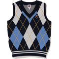 APE HEAD PATCH ARGYLE KNIT VEST KIDS