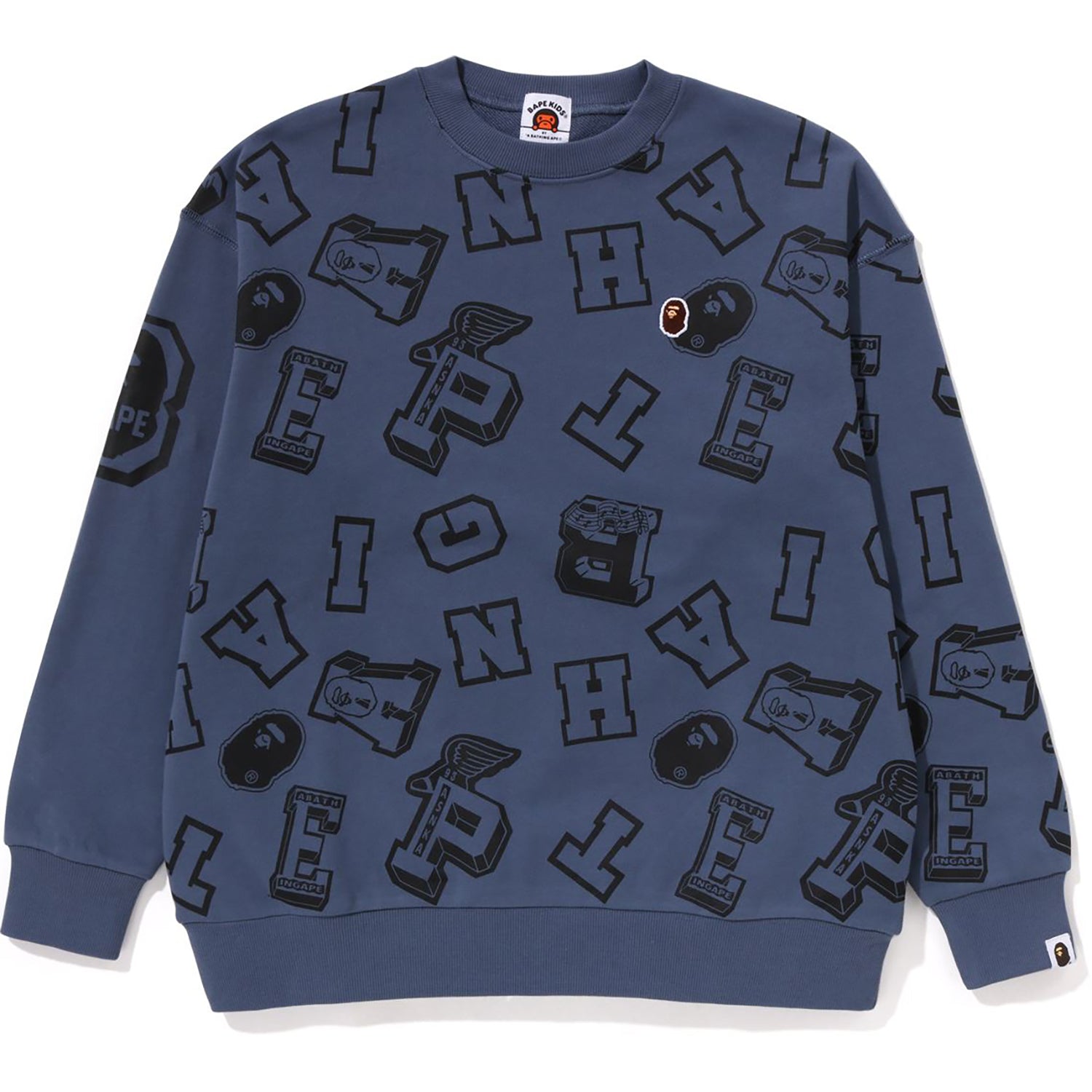 COLLEGE LOGO PATTERN LOOSE FIT CREWNECK KIDS