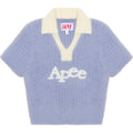 APEE RIBBED CROPPED POLO KNIT TOP LADIES