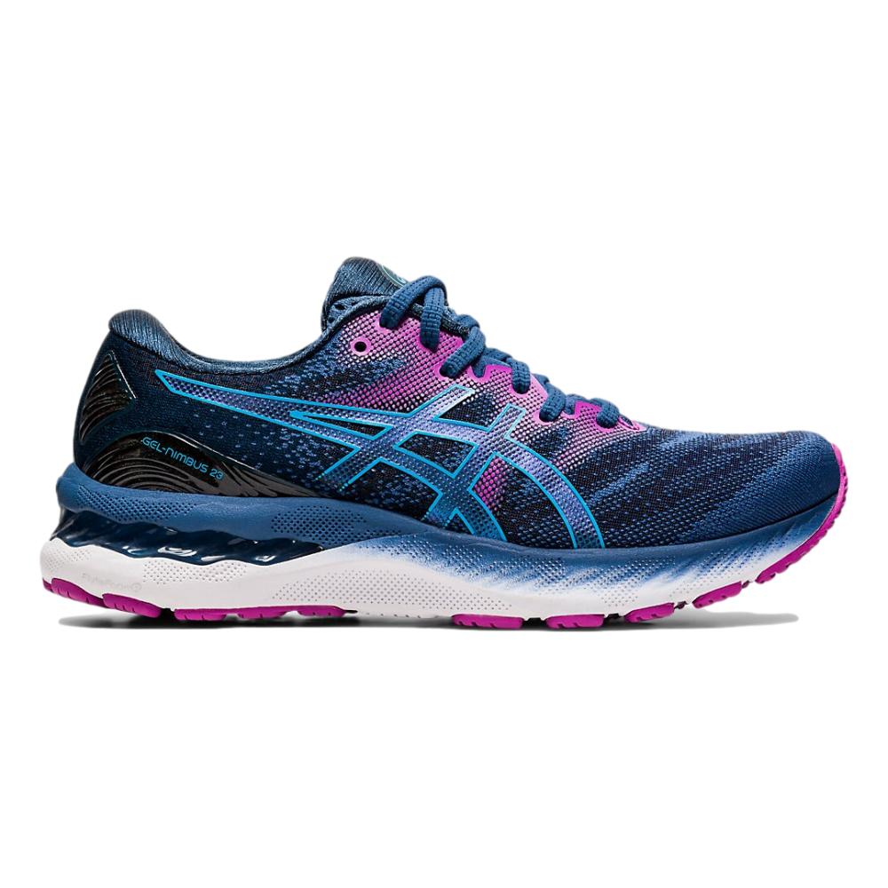 Women's Asics Gel-Nimbus 23, Grand Shark/Digital Aqua, 10 B Medium