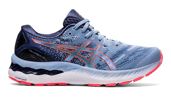 Women's Asics GEL-Nimbus 23, Mist/Blazing Coral, 8.5 B Medium