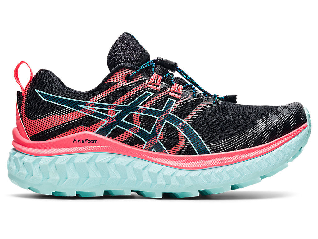 Women's Asics Trabuco Max, Black/Blazing Coral, 9.5 B Medium
