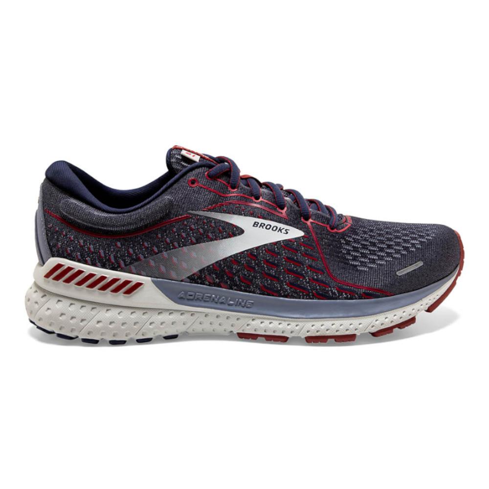 Men's Brooks Adrenaline GTS 21, Peacoat/Grey/Red, 13 D Medium