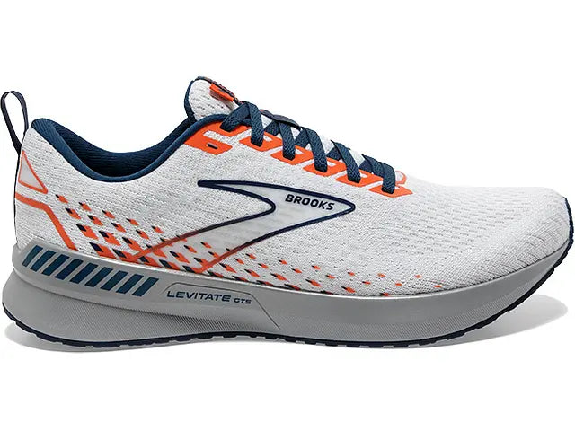 Men's Brooks Levitate GTS 5, White/Titan/Flame, 8.5 D Medium