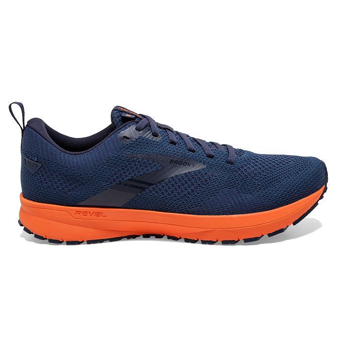 Men's Brooks Revel 5, Titan/Peacoat/Flame, 8 D Medium
