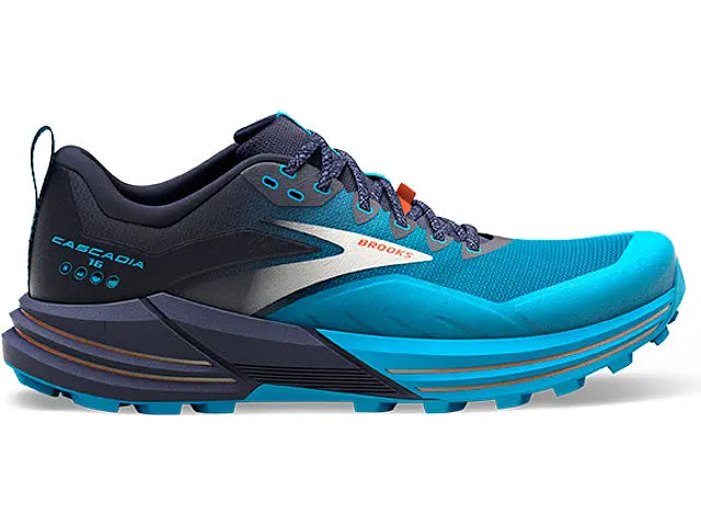 Men's Brooks Cascadia 16, Peacoat/Atomic Blue/Rooibos, 7.5 D Medium