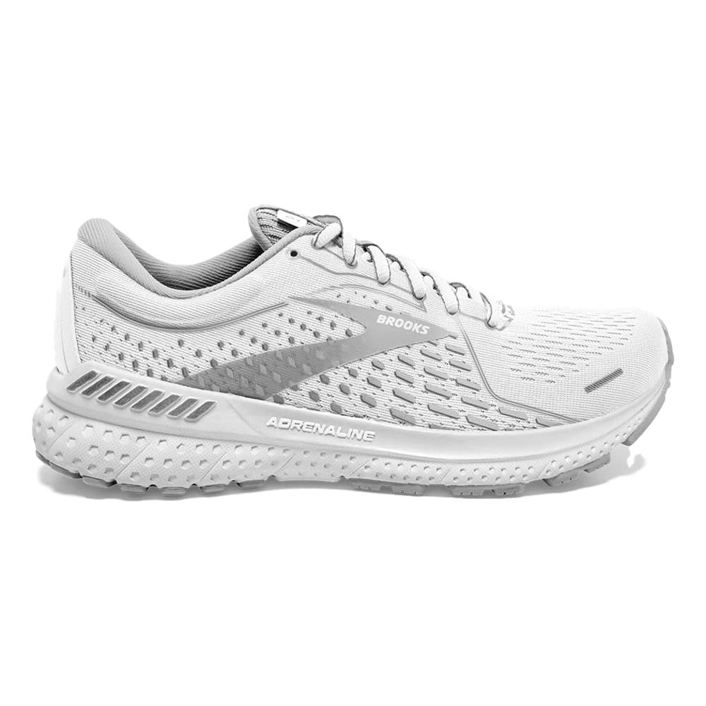 Women's Brooks Adrenaline GTS 21, White/Grey/Silver, 9.5 B Medium