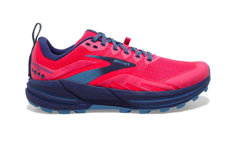 Women's Brooks Cascadia 16, Pink/Flambe/Cobalt, 7.5 B Medium
