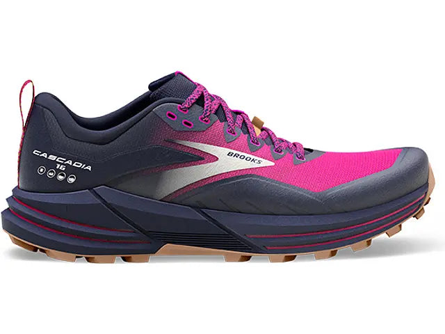 Women's Brooks Cascadia 16, Peacoat/Pink/Biscuit, 7.5 B Medium