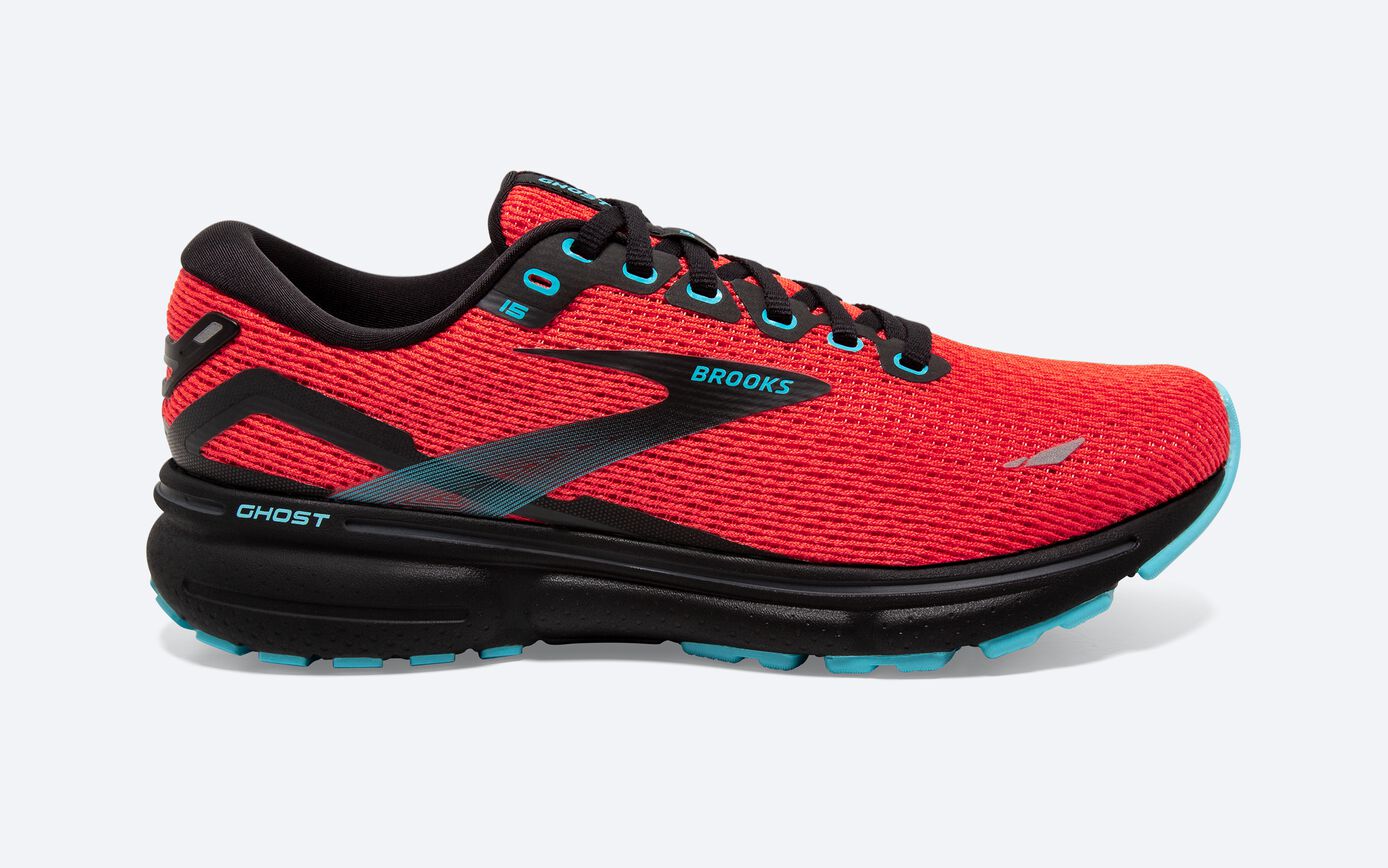 Women's Brooks Ghost 15, Coral/Black/Blue, 9 B Medium