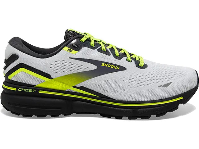 Women's Brooks Ghost 15, White/Ebony/Nightlife, 9 B Medium