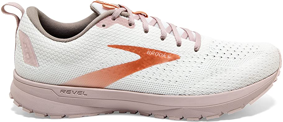 Women's Brooks Revel 4, White/Hushed Violet/Copper, 10.5 B Medium