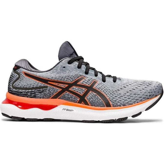 Men's Asics Gel-Nimbus 24, Sheet Rock/Shocking Orange, 8 D Medium