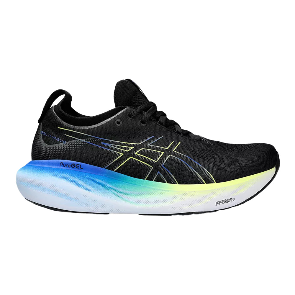 Men's Asics Gel-Nimbus 25, Black/Glow Yellow, 10 D Medium