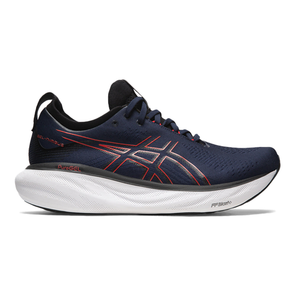 Men's Asics Gel-Nimbus 25, Midnight/Electric Red, 12 D Medium