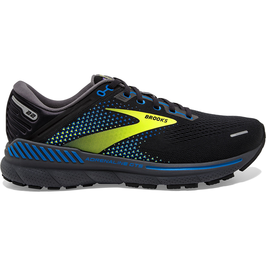 Men's Brooks Adrenaline GTS 22, Black/Blue/Nightlife, 14 D Medium