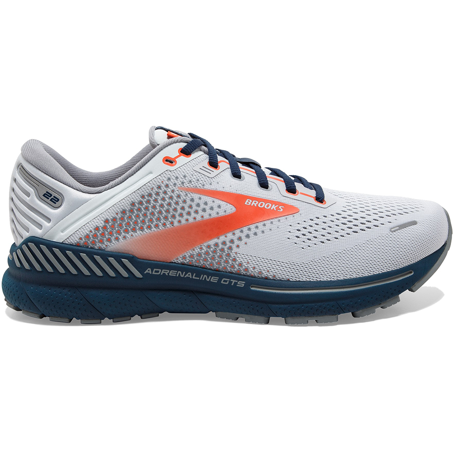 Men's Brooks Adrenaline GTS 22, Arctic/Red/Titan, 9.5 D Medium