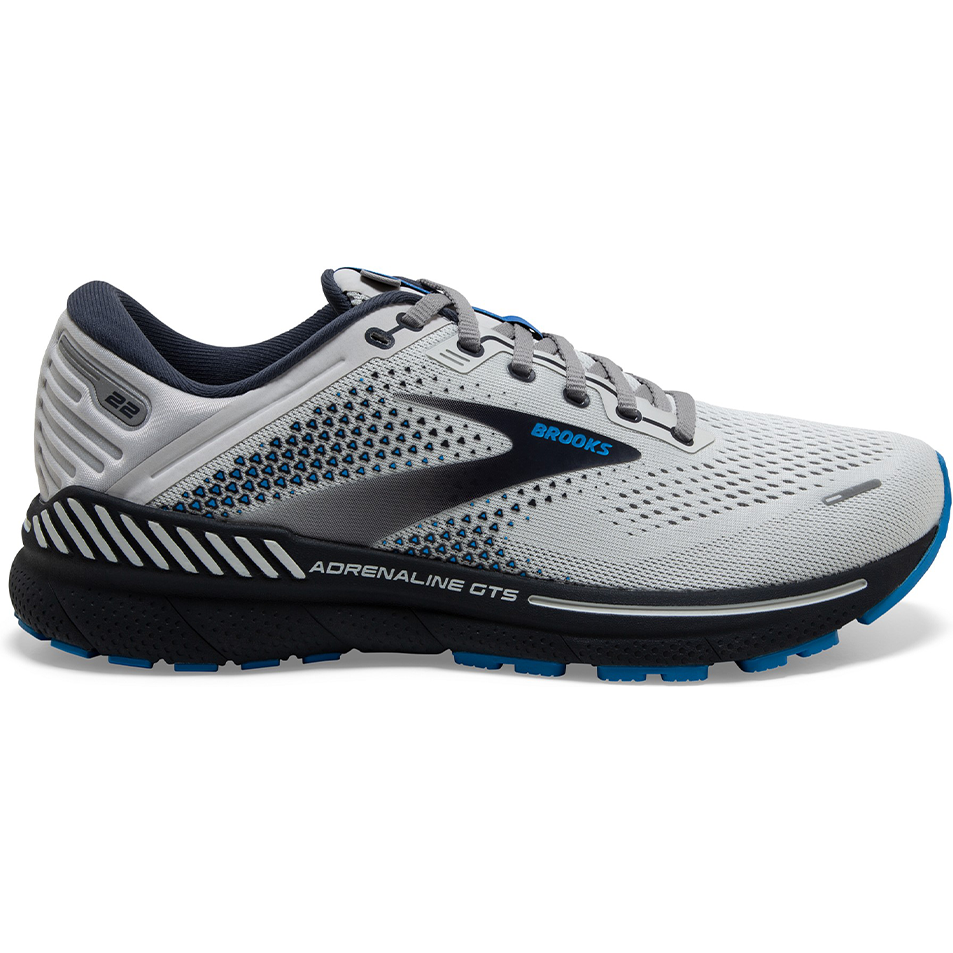 Men's Brooks Adrenaline GTS 22, Oyster/India Ink/Blue, 12.5 2E Wide