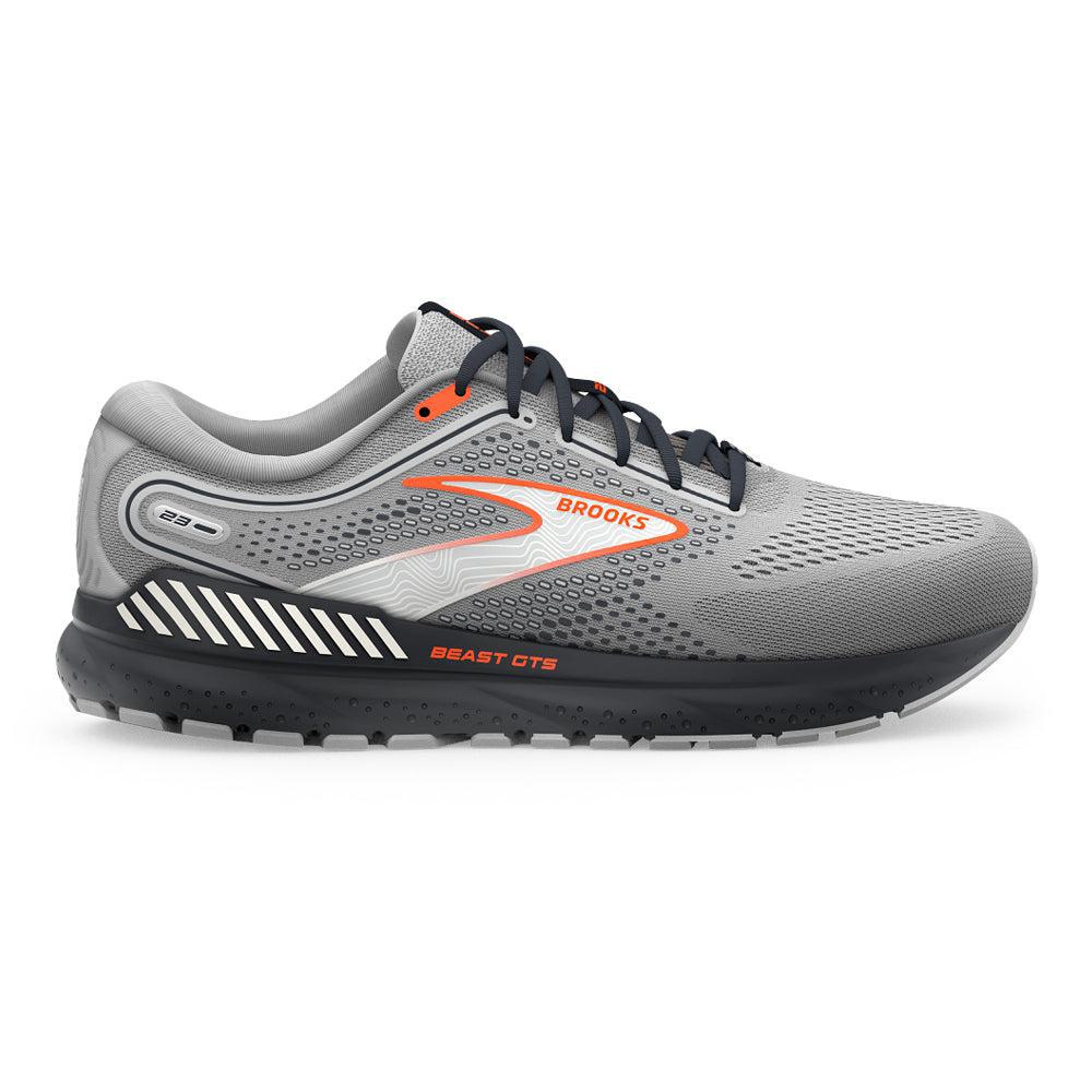 Men's Brooks Beast GTS 23, Grey/Scarlet/Ebony, 11.5 2E Wide