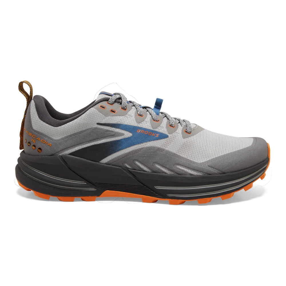 Men's Brooks Cascadia 16, Oyster Mushroom/Alloy/Orange, 12 2E Wide