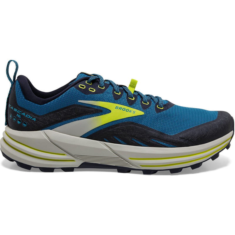 Men's Brooks Cascadia 16, Mykonos Blue/Peacoat/Lime, 7 D Medium