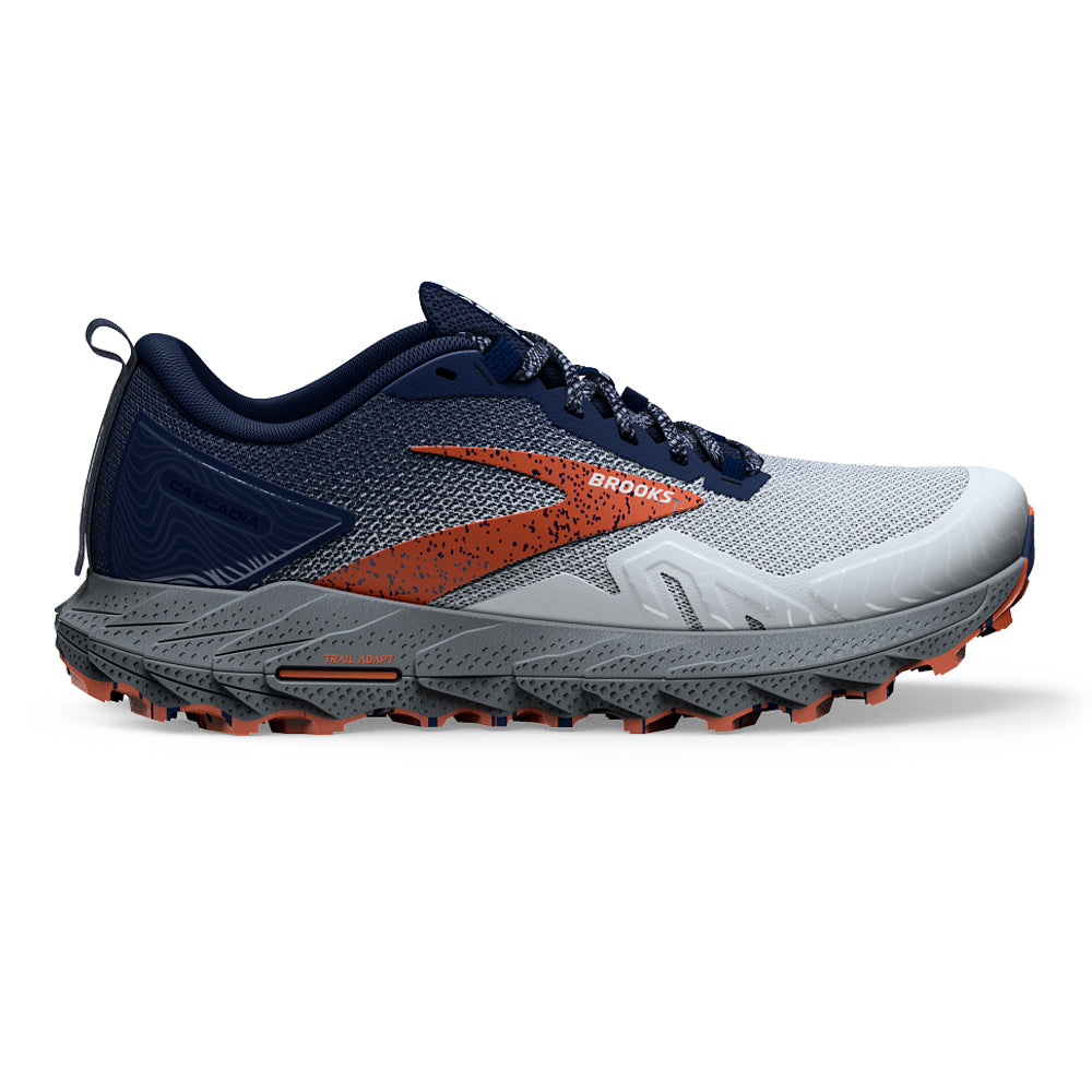 Men's Brooks Cascadia 17, Blue/Navy/Firecracker, 8 2E Wide