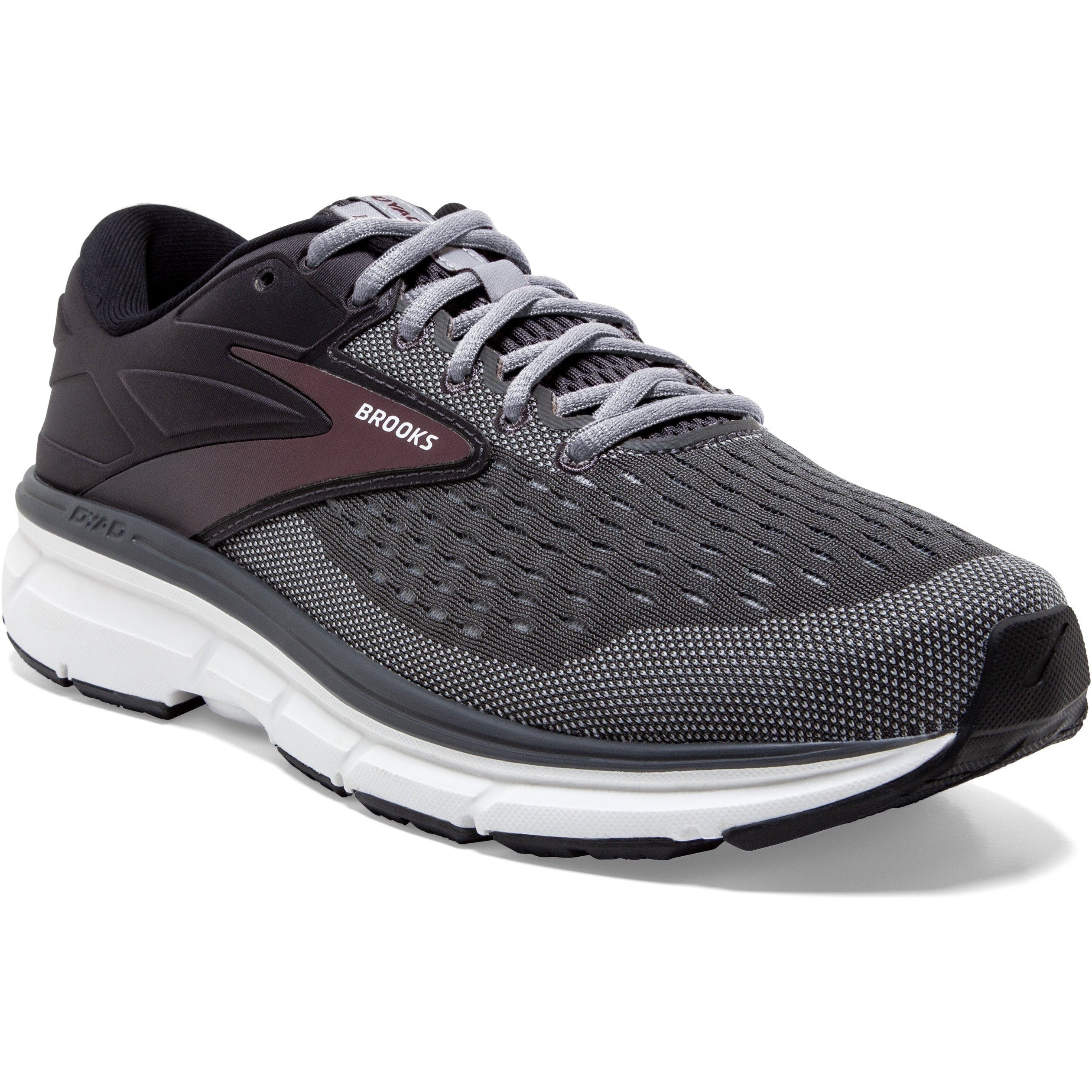 Men's Brooks Dyad 11, Blackened Pearl/Alloy/Red, 8.5 D Medium