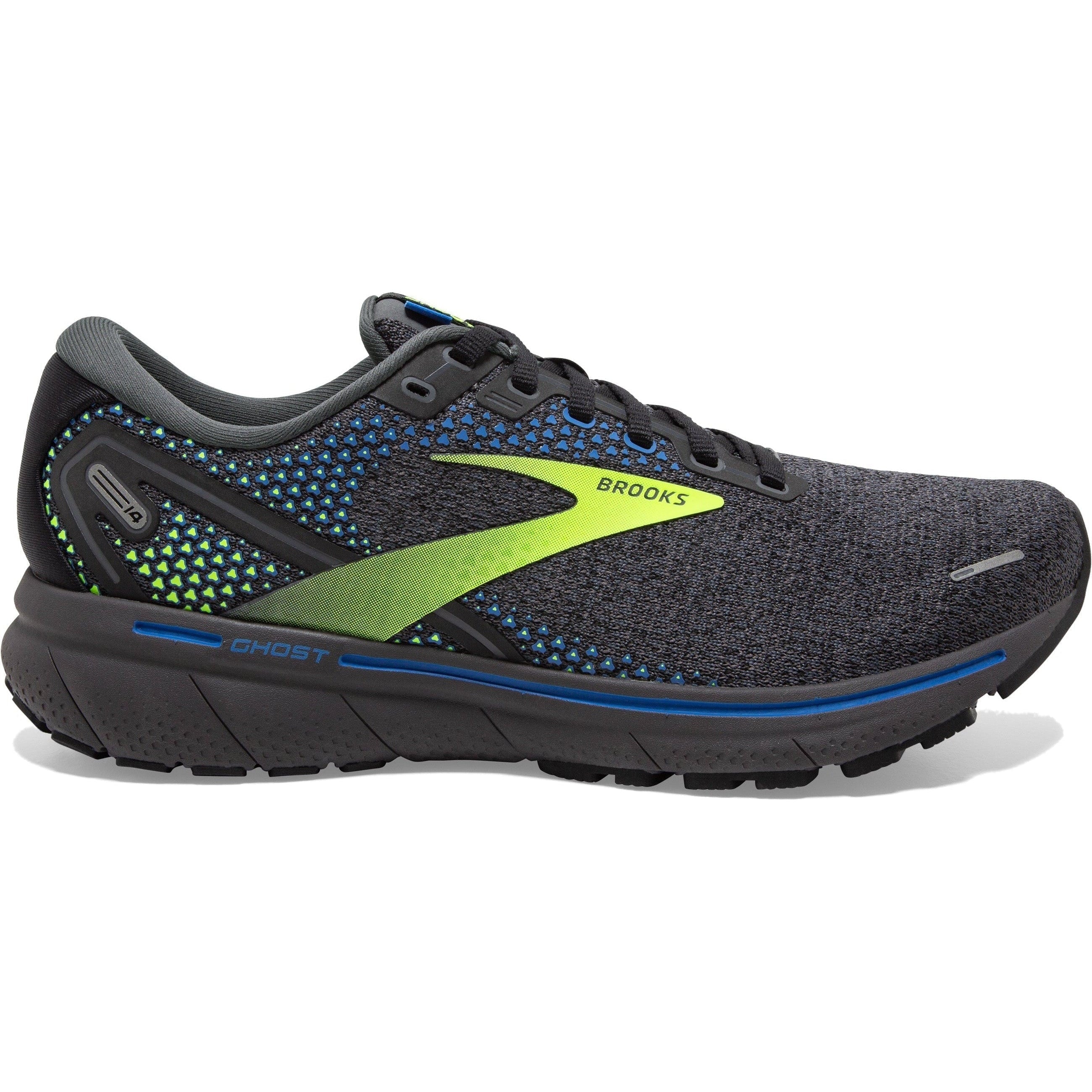 Men's Brooks Ghost 14, Black/Blue/Nightlife, 7 D Medium