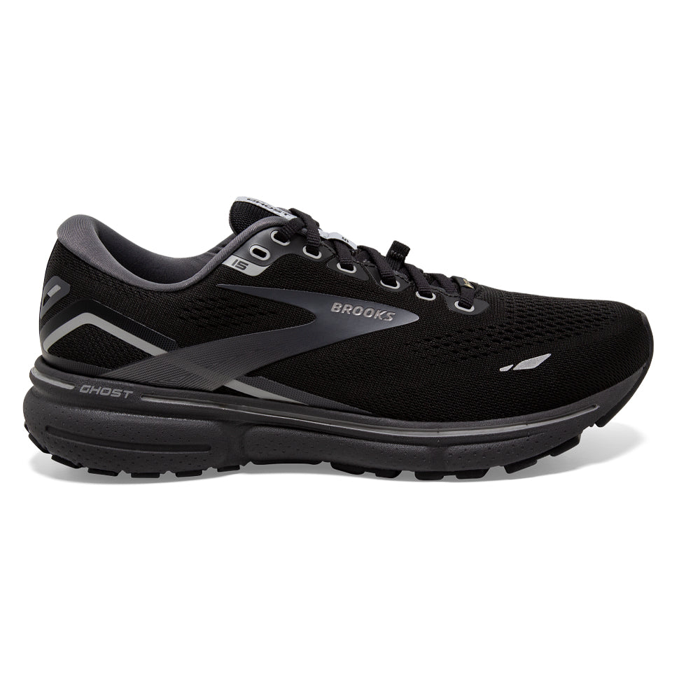 Men's Brooks Ghost 15 GTX, Black/Blackened Pearl/Alloy, 11.5 D Medium