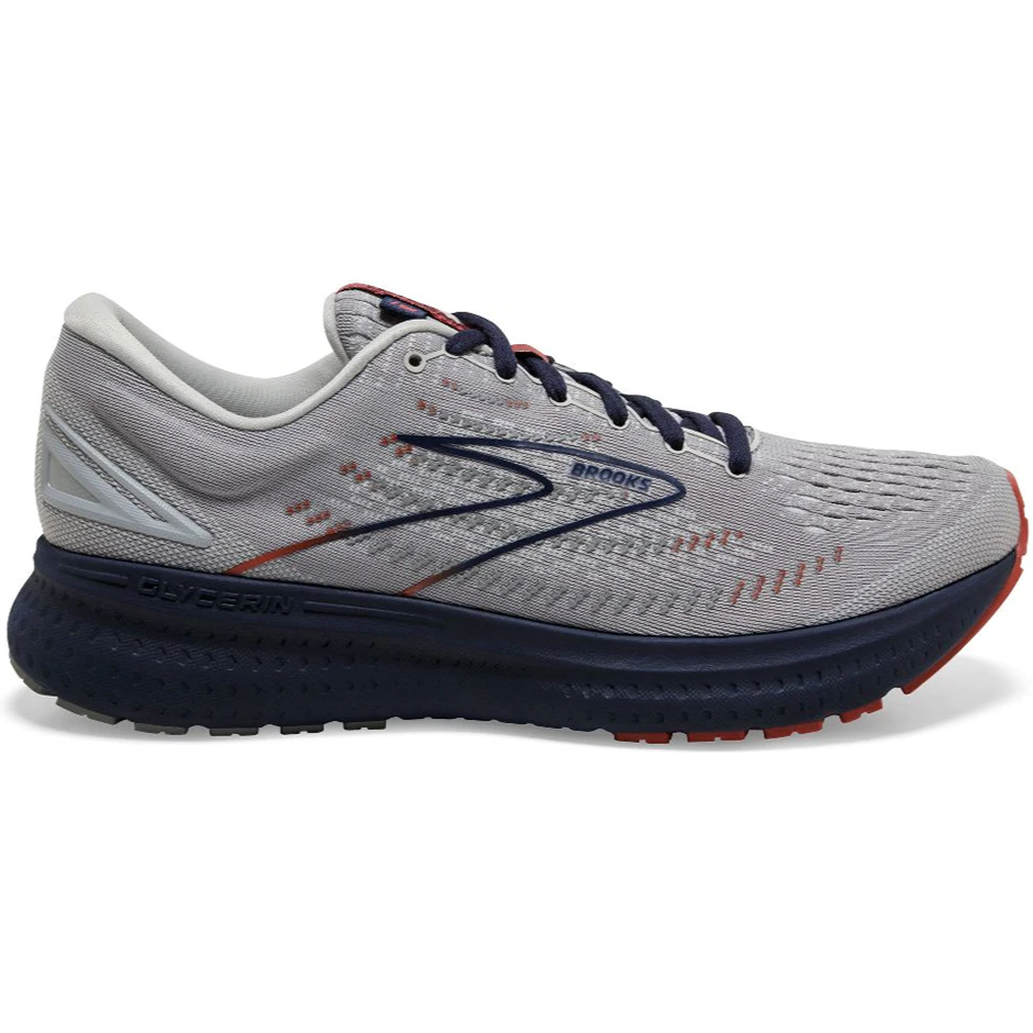 Men's Brooks Glycerin 19, Grey/Alloy/Peacoat, 12 D Medium