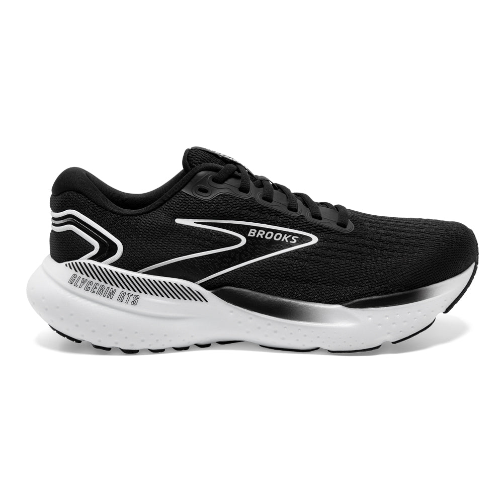 Men's Brooks Glycerin GTS 21, Black/Grey/White, 8 D Medium