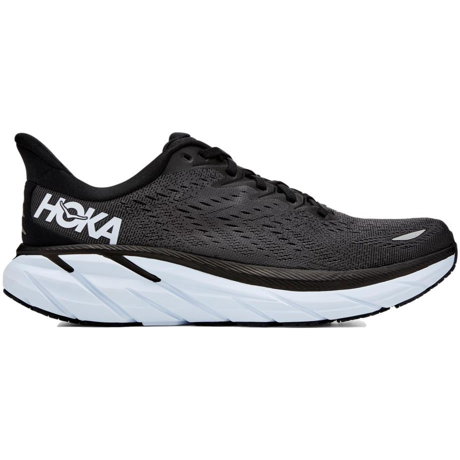 Men's Hoka One One Clifton 8, Black/White, 9.5 D Medium