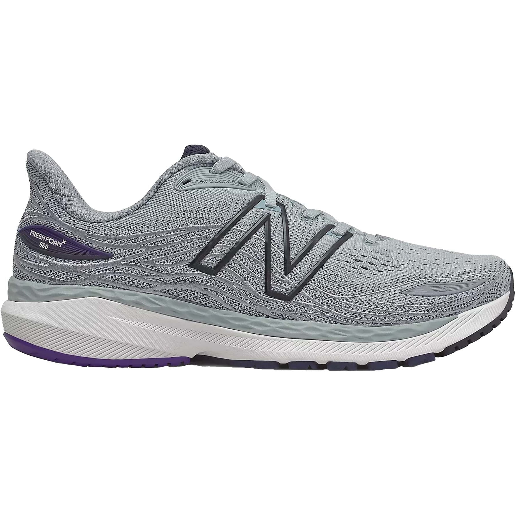 Men's New Balance Fresh Foam X 860v12, Light Aluminum/Deep Violet, 8.5 D Medium