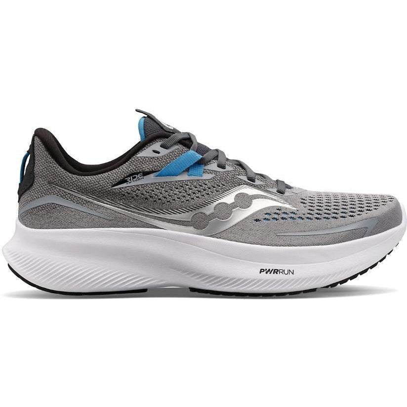 Men's Saucony Ride 15, ALLOY/TOPAZ, 13 D Medium
