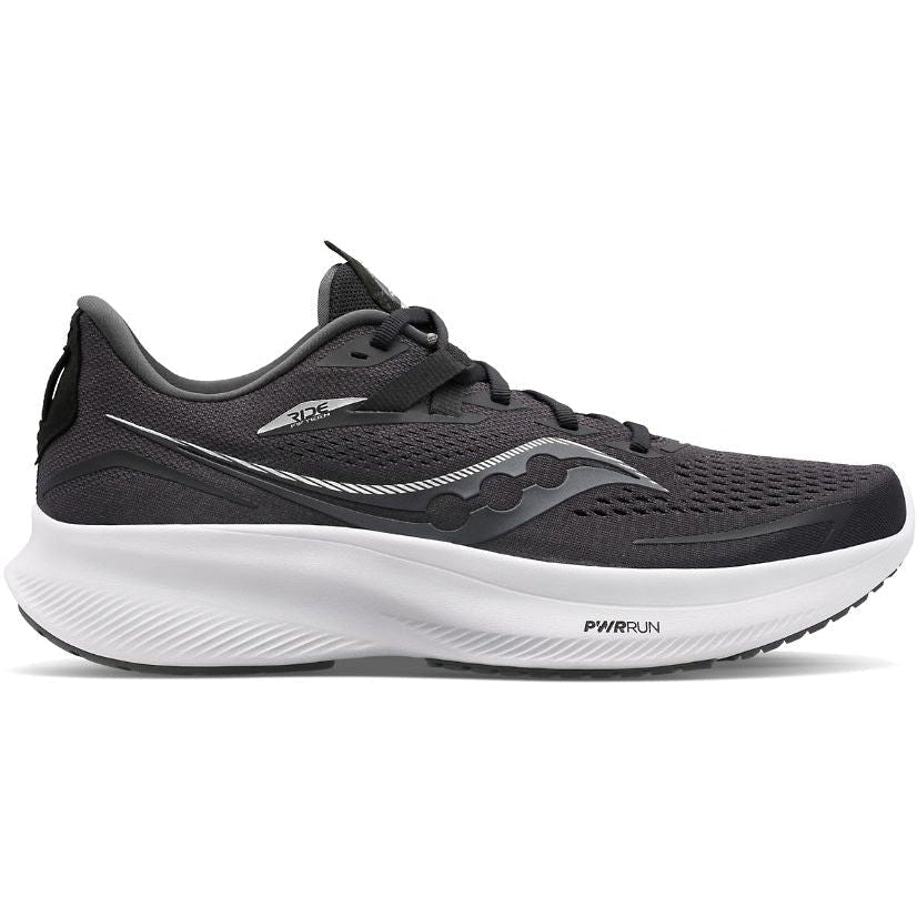 Men's Saucony Ride 15, Black/White, 10.5 2E Wide