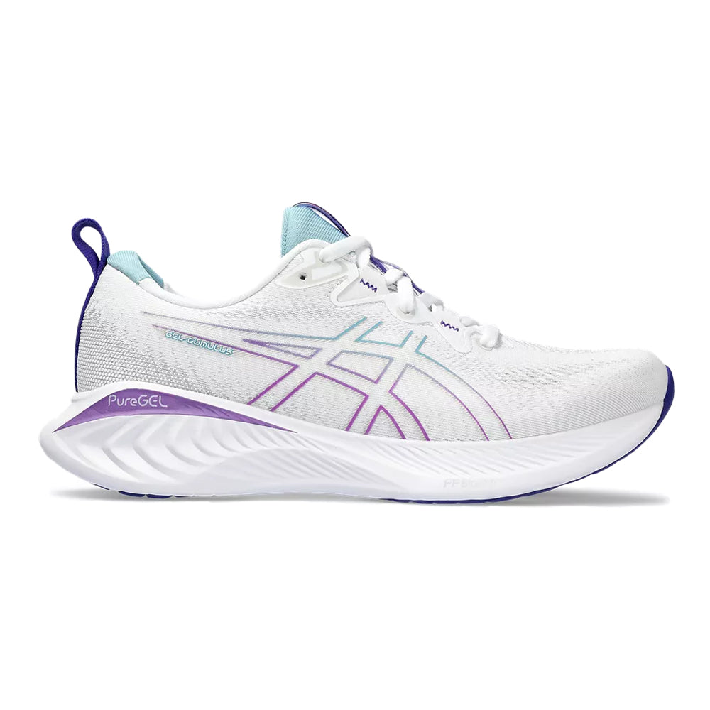 Women's Asics Gel-Cumulus 25, White/Gris Blue, 10.5 B Medium