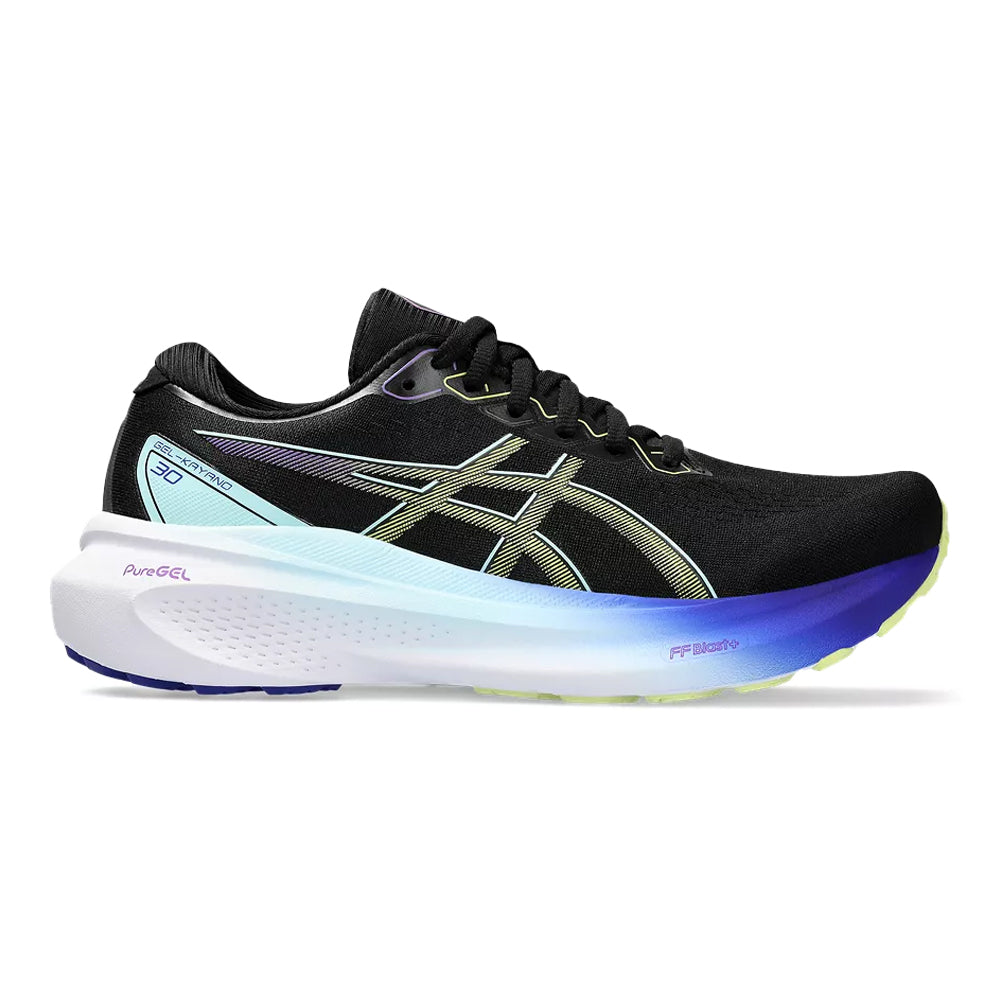Women's Asics Gel-Kayano 30, Black/Glow Yellow, 10 D Wide