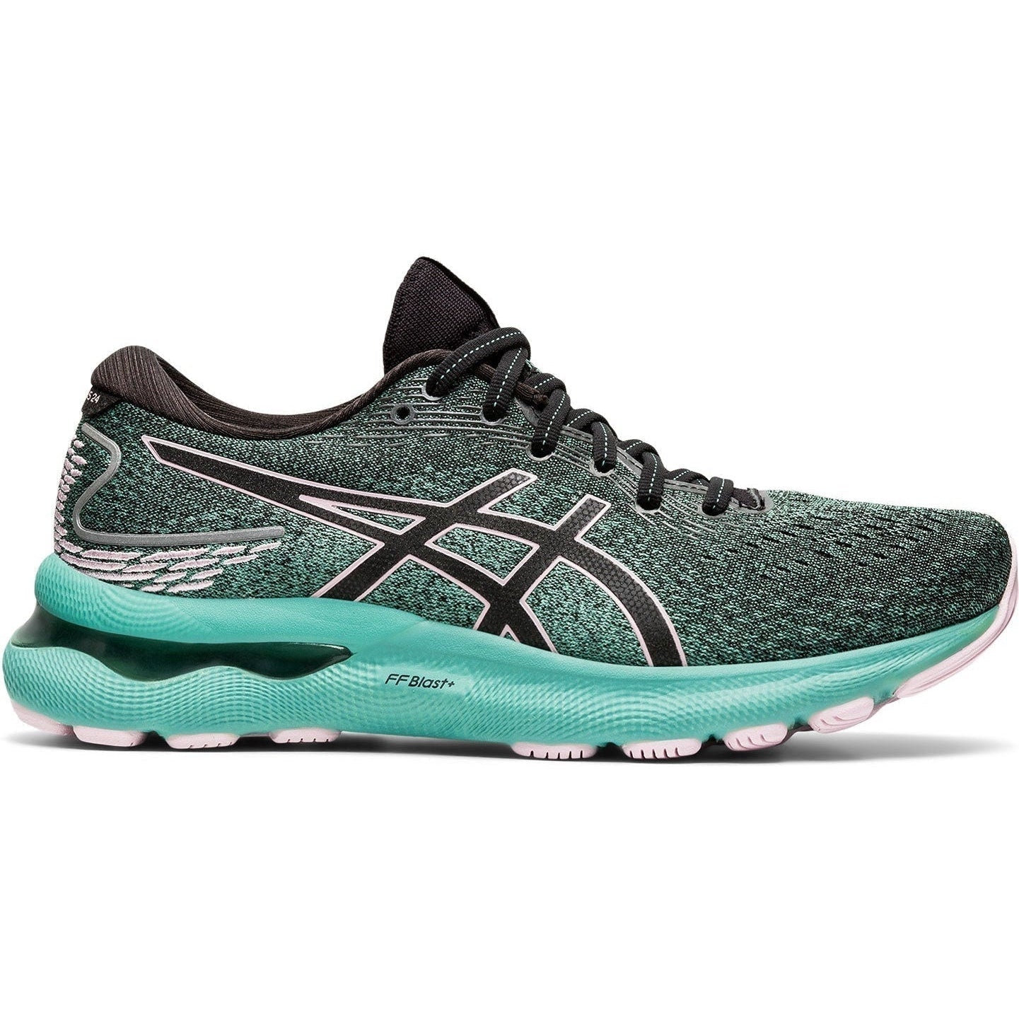 Women's Asics GEL-Nimbus 24, Black/Barely Rose, 6.5 B Medium