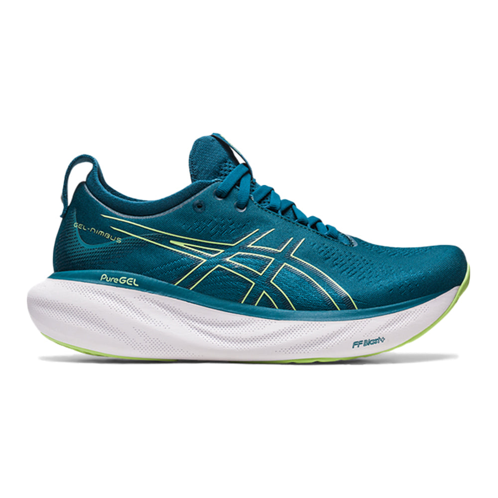 Women's Asics Gel-Nimbus 25, Ink Teal/Lime Green, 9 B Medium