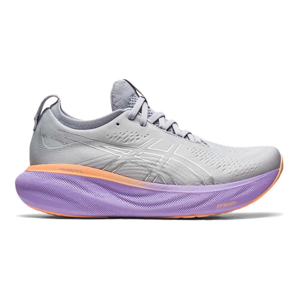 Women's Asics Gel-Nimbus 25, PIEDMONT GREY/PURE SILVER, 8 D Wide