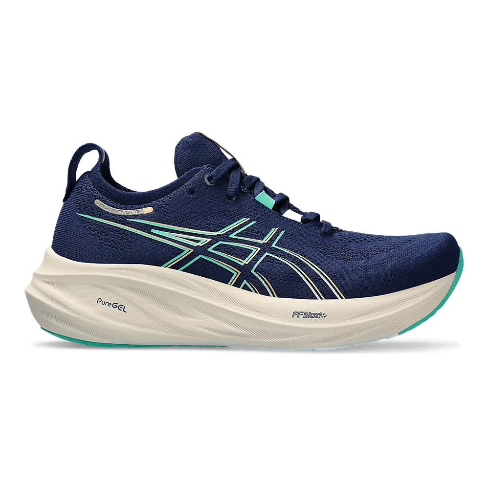 Women's Asics GEL-Nimbus 26, Blue Expanse/Aurora Green, 10 D Wide