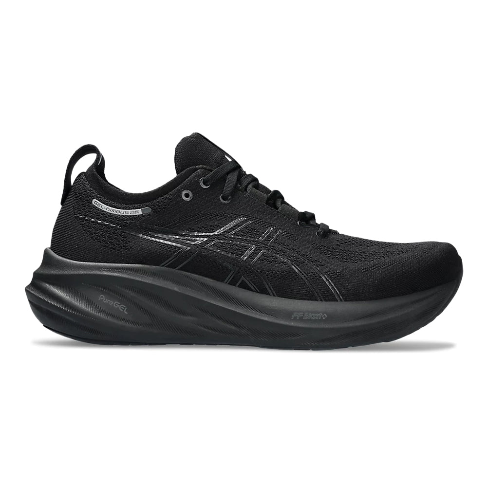 Women's Asics GEL-Nimbus 26, Black/Black, 9 D Wide