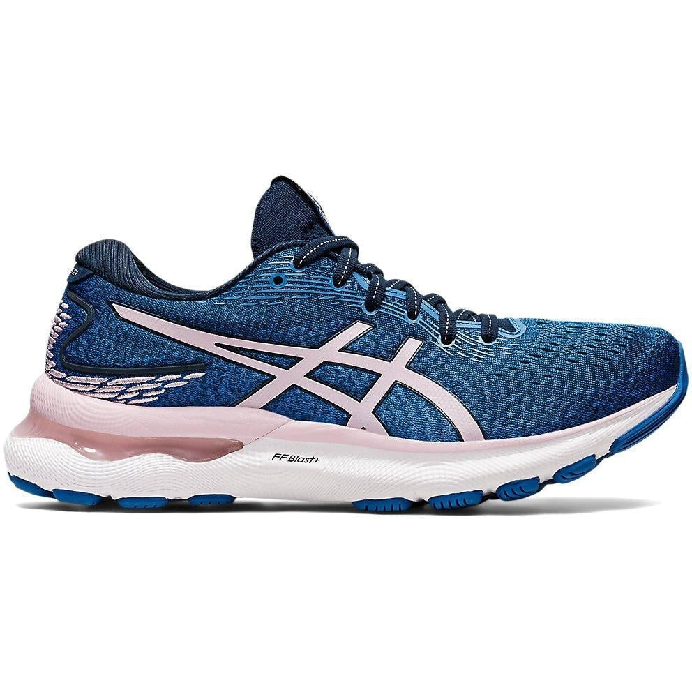 Women's Asics Gel-Nimbus 24, French Blue/Barely Rose, 9 D Wide