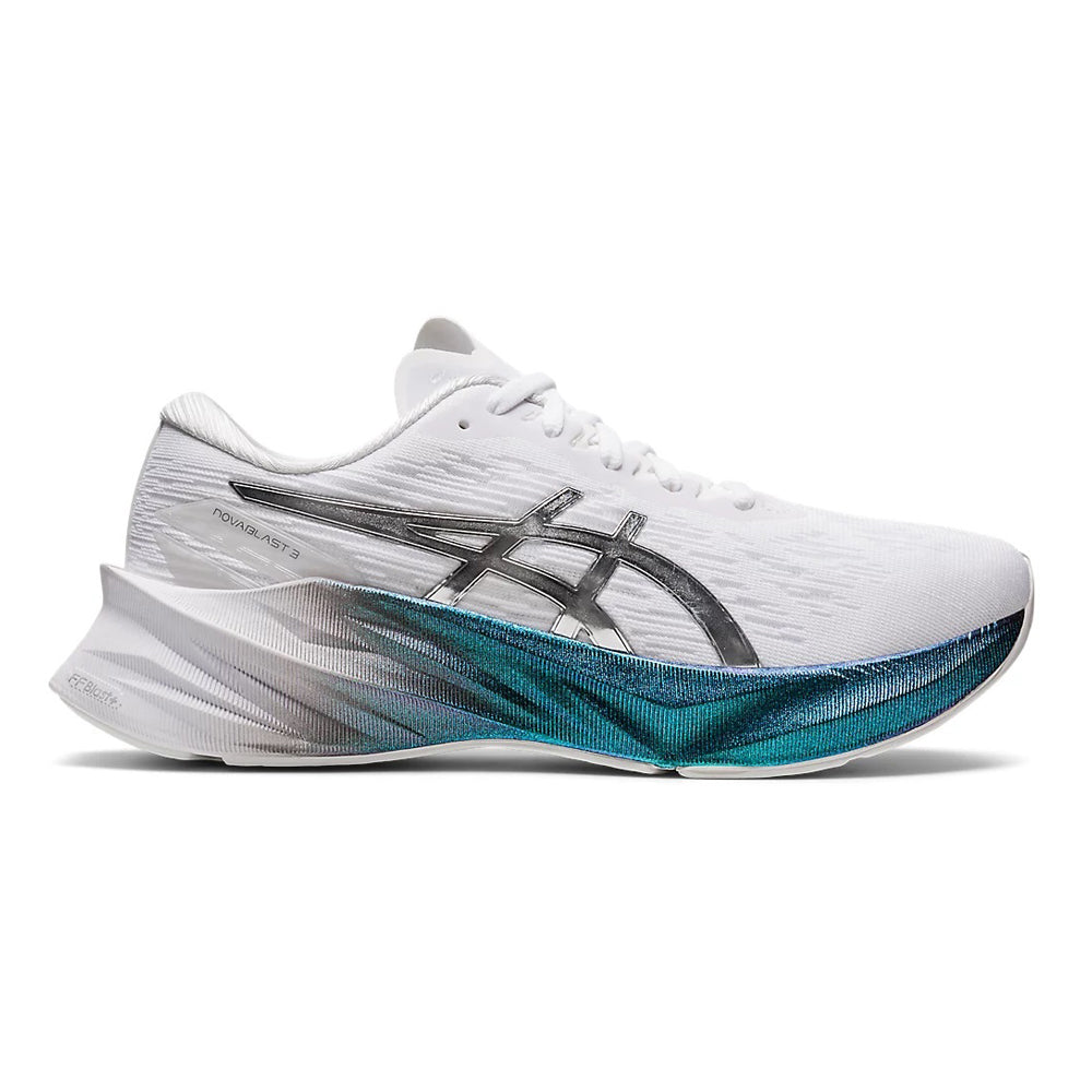 Women's Asics Novablast 3 Platinum, White/Pure Silver, 8.5 B Medium