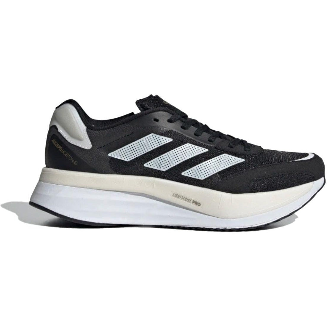 Women's Adidas Adizero Boston 10, Black/White/Gold, 8 B Medium
