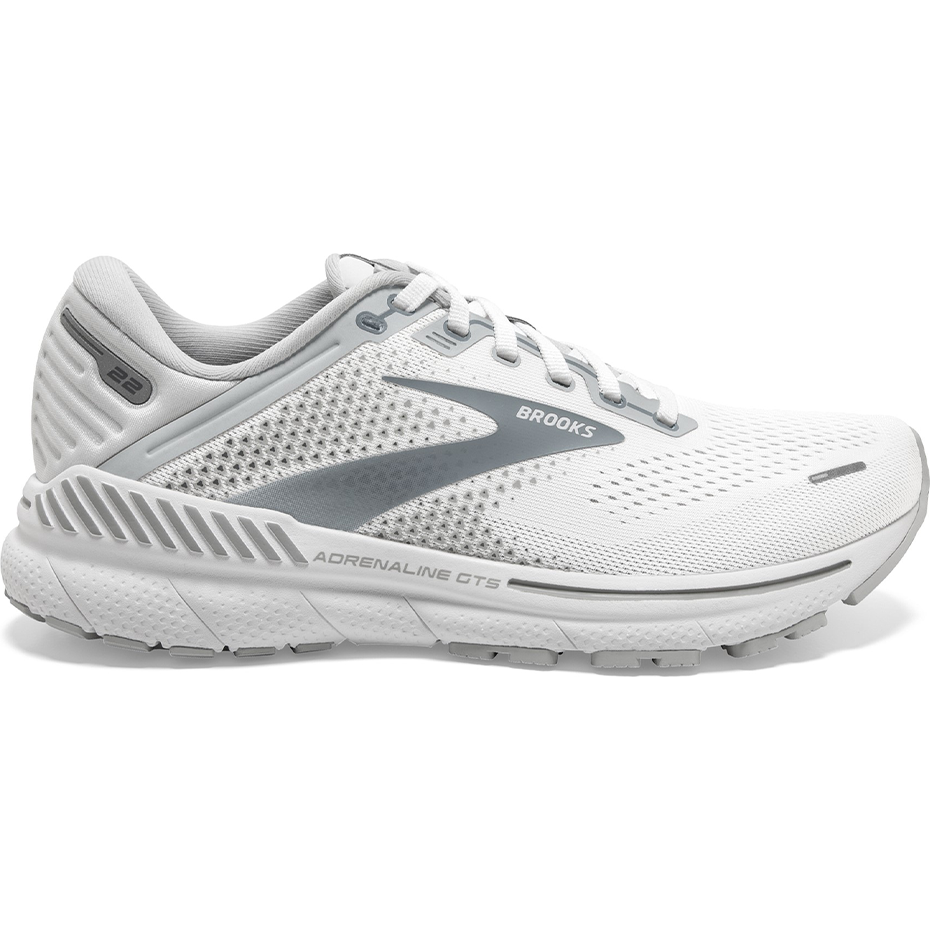 Women's Brooks Adrenaline GTS 22, White/Oyster/Primer Grey, 8.5 B Medium