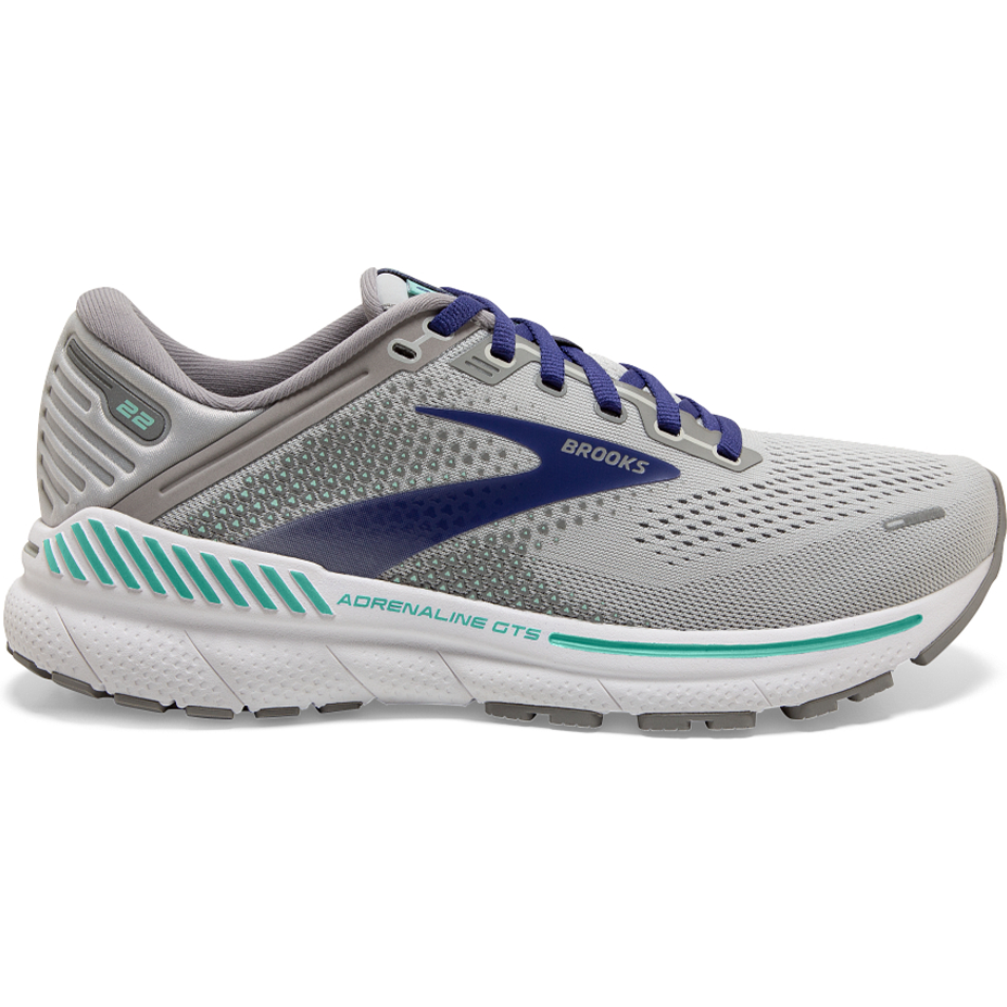 Women's Brooks Adrenaline GTS 22, Alloy/Blue/Green, 5.5 D Wide