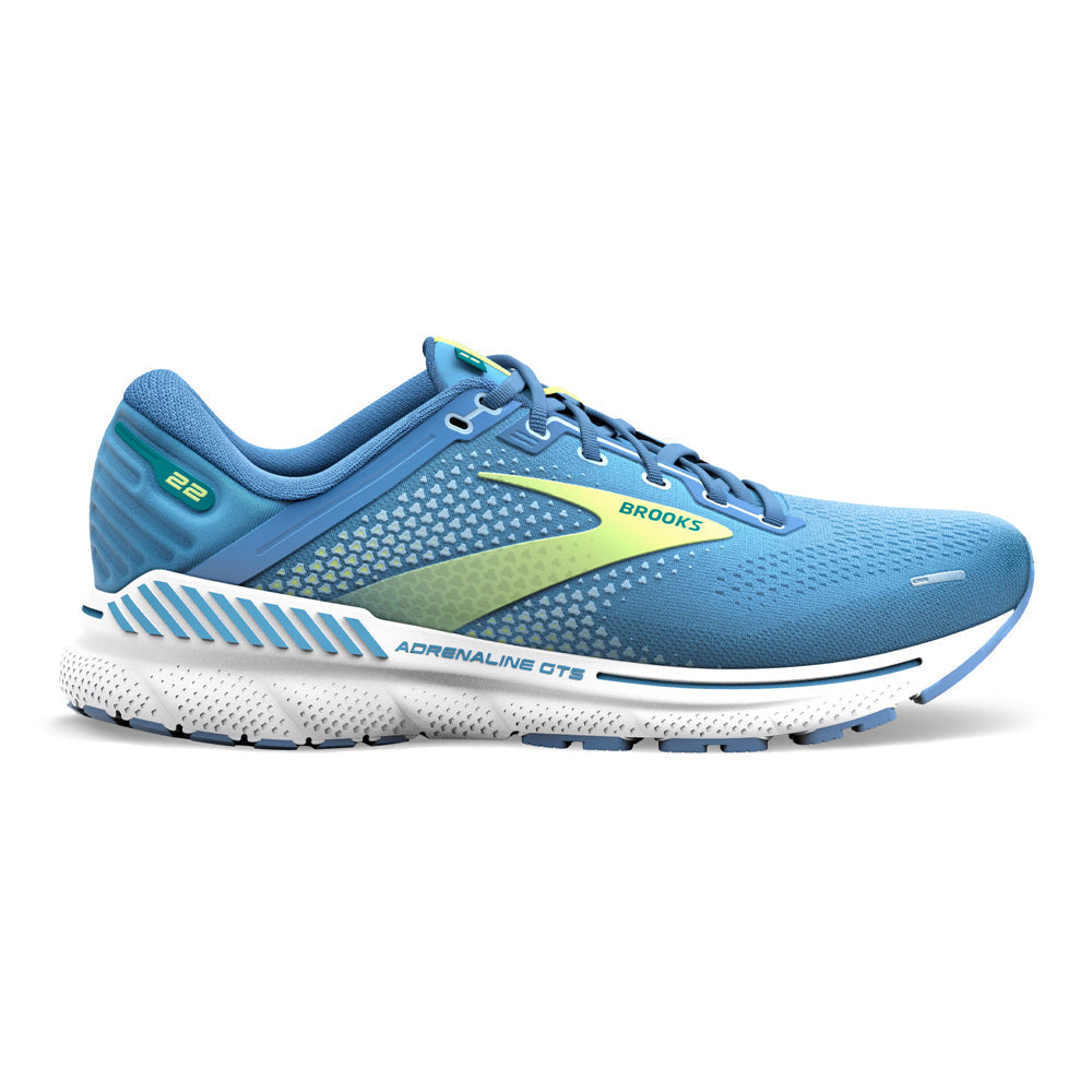 Women's Brooks Adrenaline GTS 22, Silver Lake Blue/Green/White, 7.5 B Medium