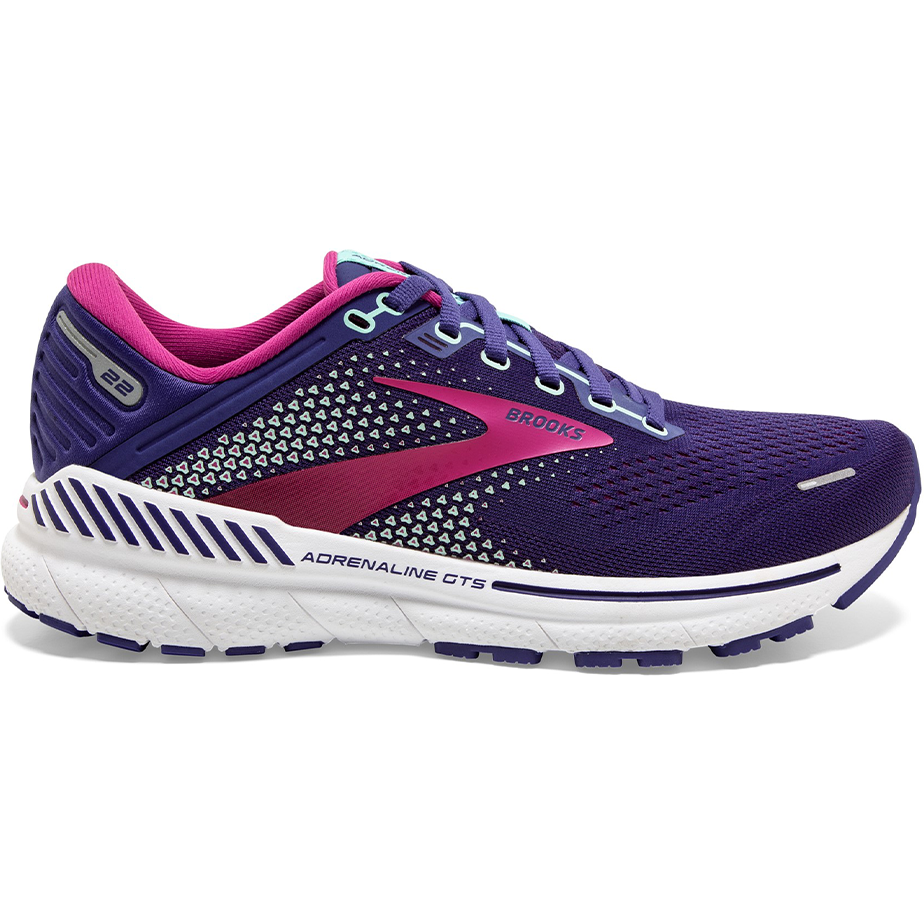 Women's Brooks Adrenaline GTS 22, Navy/Yucca/Pink, 5 B Medium