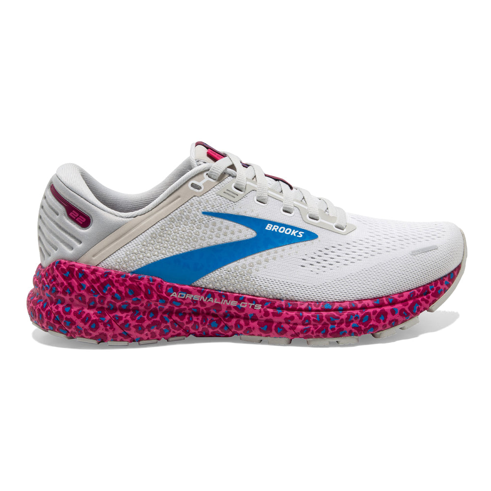 Women's Brooks Adrenaline GTS 22, White/Oyster/Brilliant, 8.5 B Medium